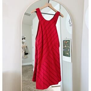 Free People Juni Embroidered Mini Dress Red Halter Open Back Size S